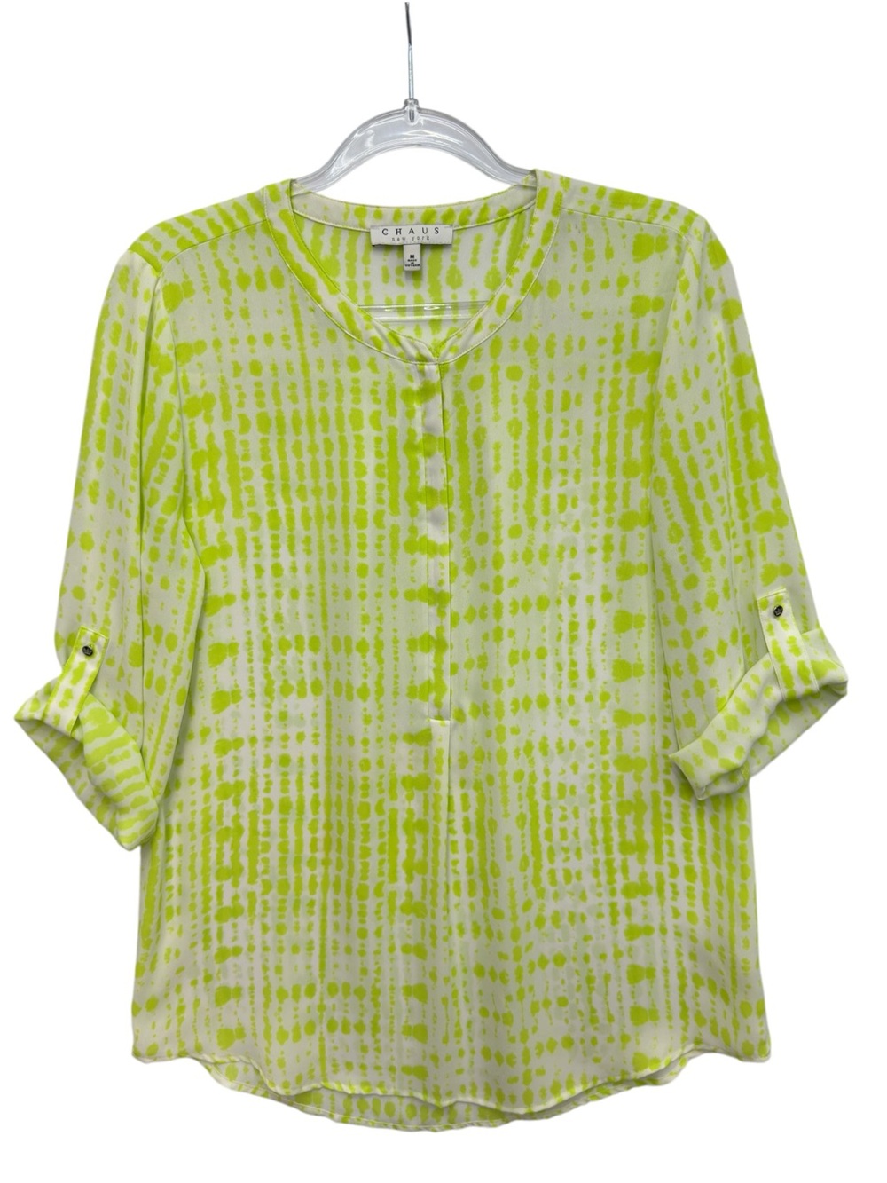 Silky Chiffon Knit Watercolor Contrast Art Popover Blouse Top